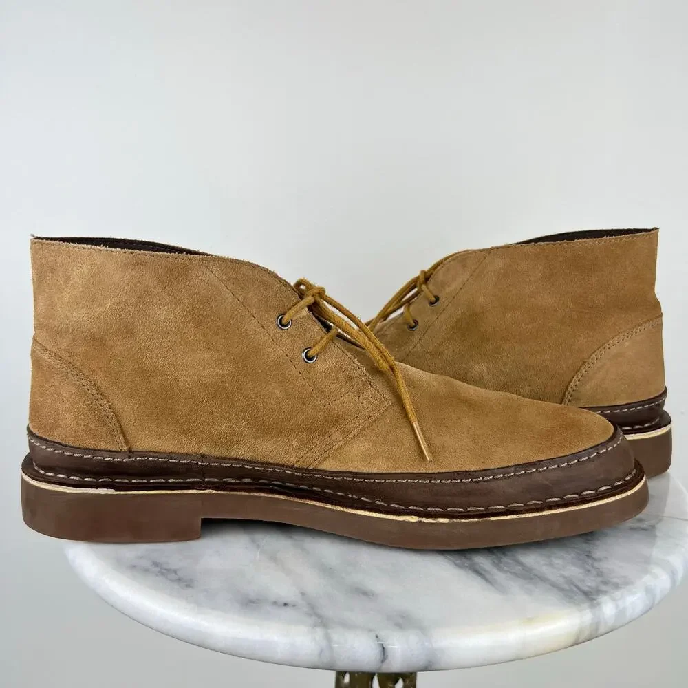 Clarks Men's Bushacre Rand Tan Suede Leather Laced Chukka Boots (Sz 13)